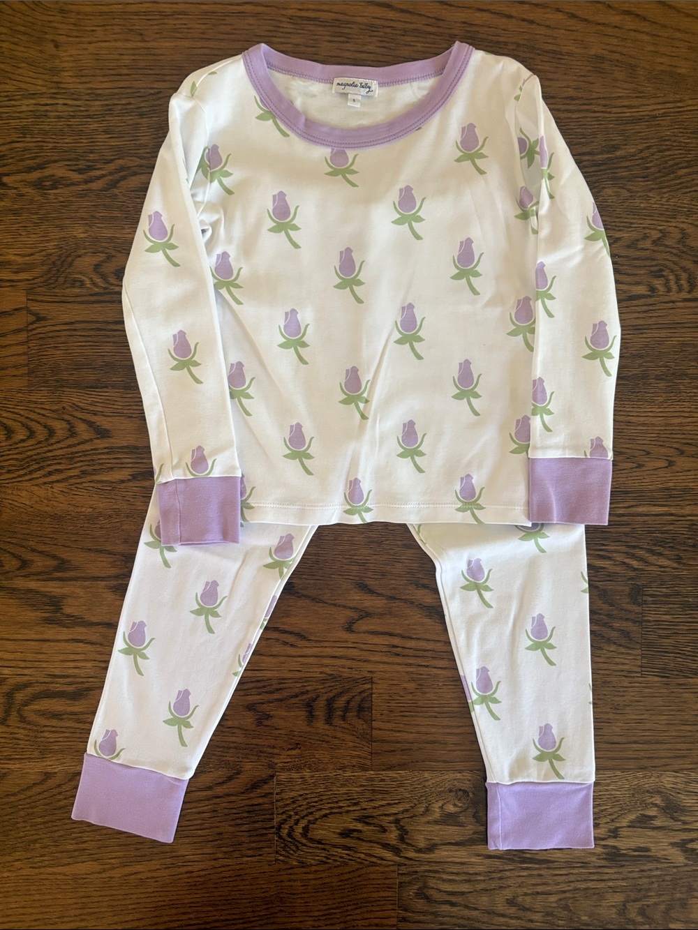 Magnolia Lavender Tulip Kids Pajama Set - White & Lilac